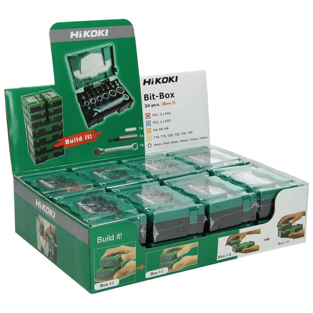 Hikoki Bit-Box 1/4'', 24-teilig, 25mm, inkl. Ratsche, Größe I