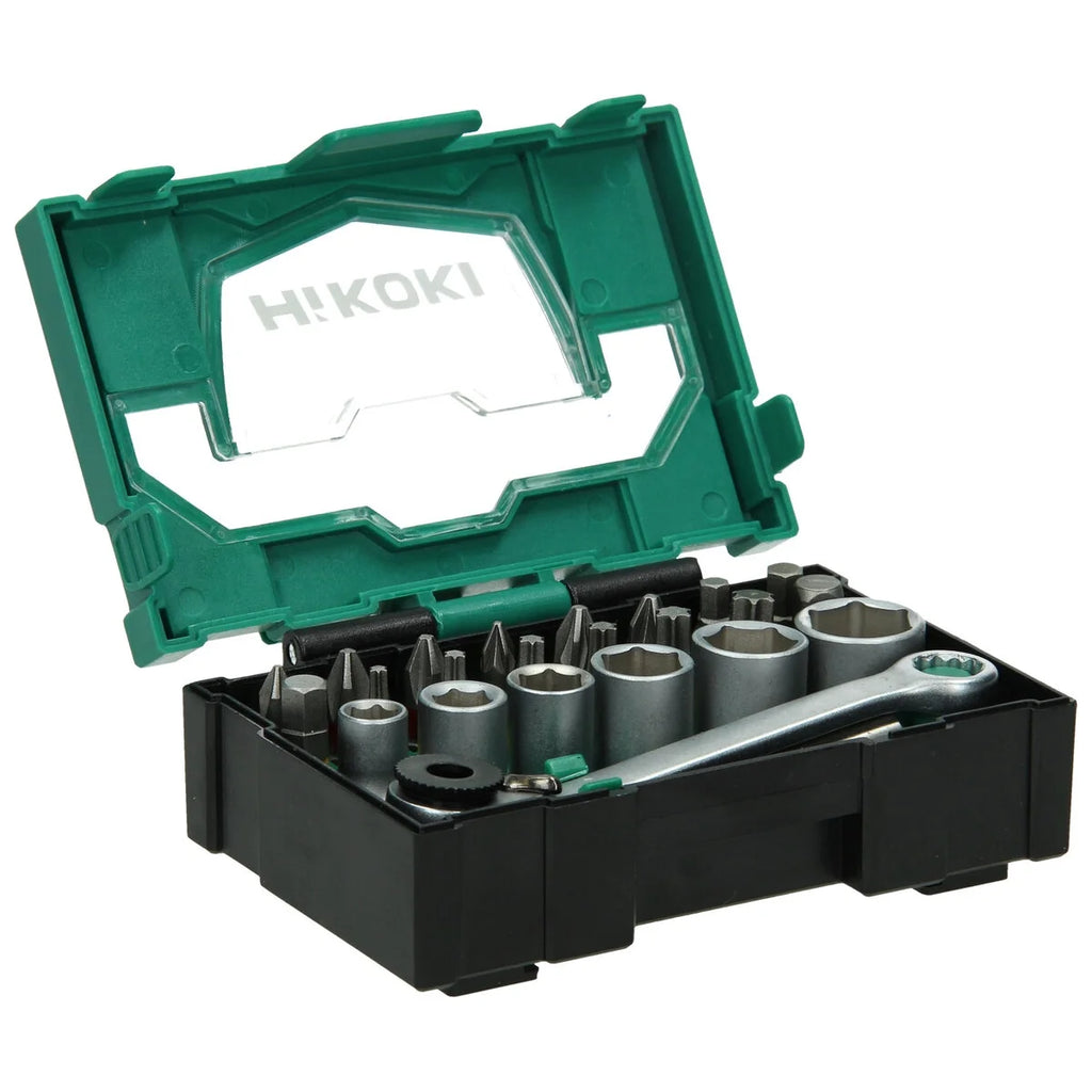 Hikoki Bit-Box 1/4'', 24-teilig, 25mm, inkl. Ratsche, Größe I