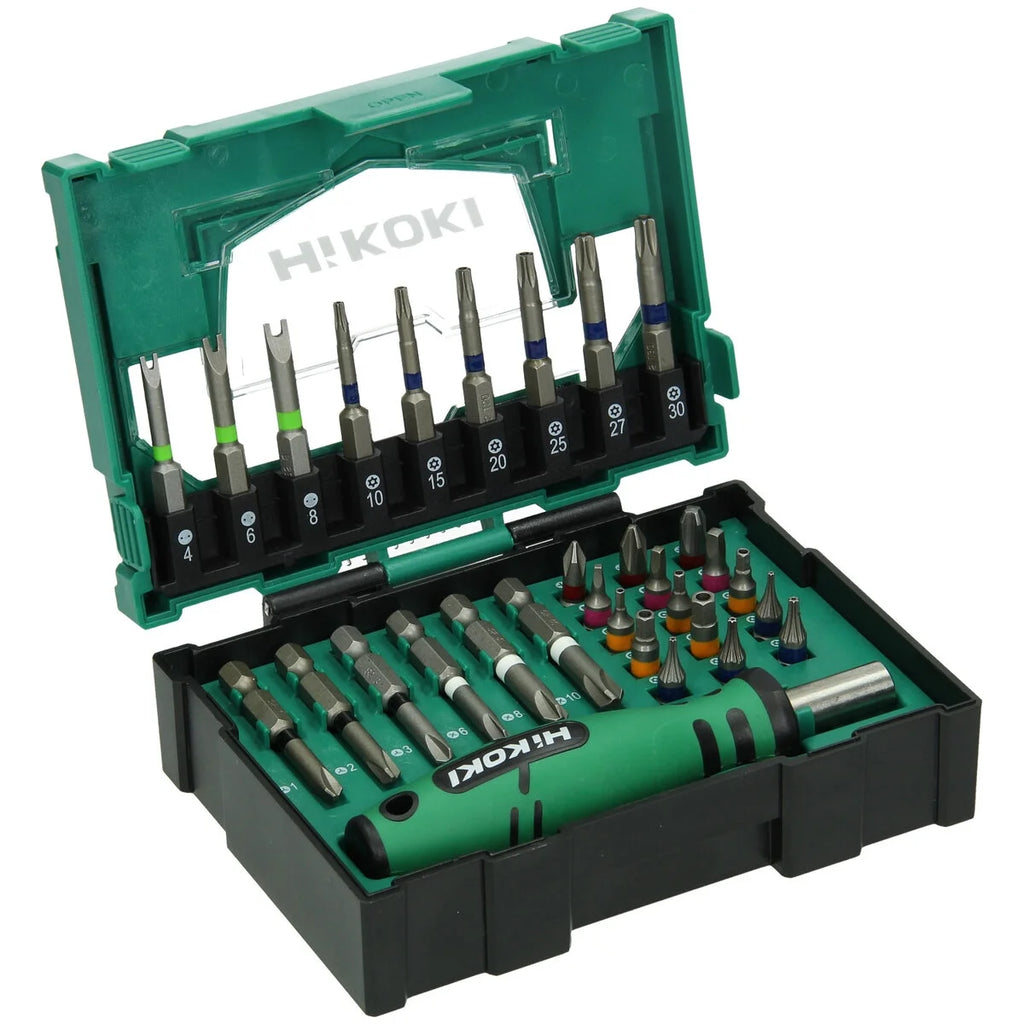 Hikoki Bit-Box 1/4'', 31-teilig, mit Handgriff, Größe II